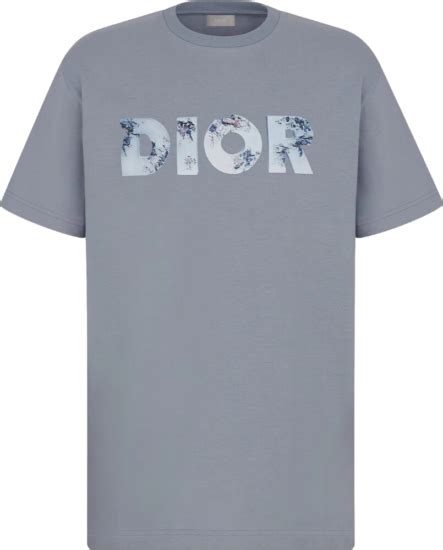 Shirt with Dior Embroidery Gray Cotton Flannel and Silk Blend